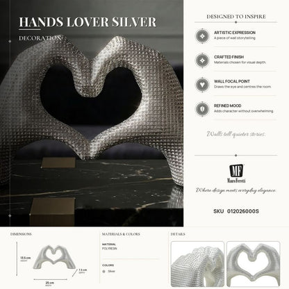 Decoratie Hands Lover Silver 25×7,5×13,5 cm