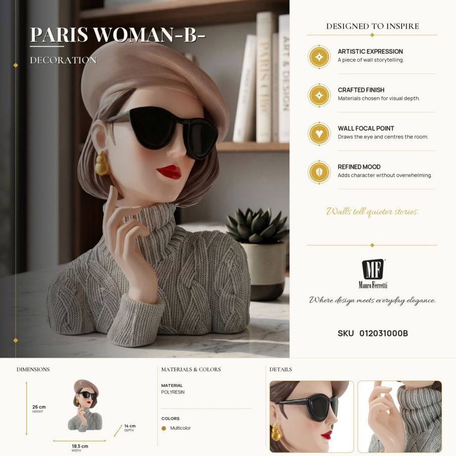 Decoratie Paris Woman-b- 18,5×14×26 cm