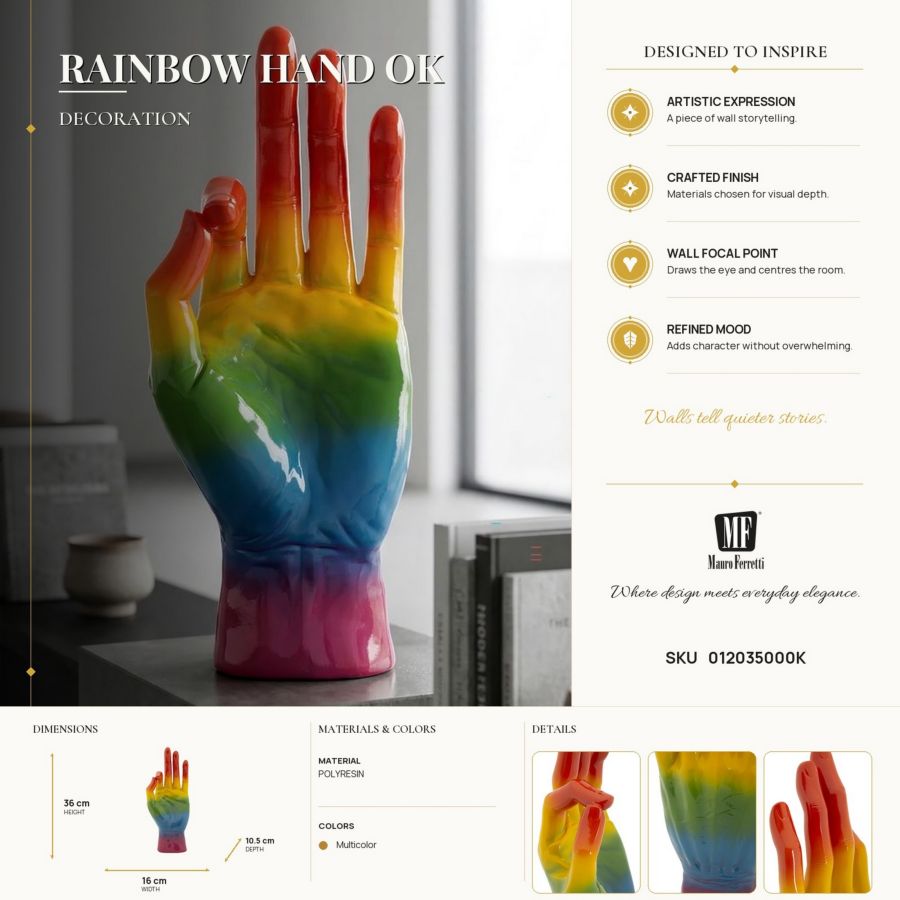 Decoratie Rainbow Hand Ok 16×10,5×36 cm