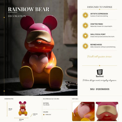 Decoratie Rainbow Bear 21,5×20,5×32 cm