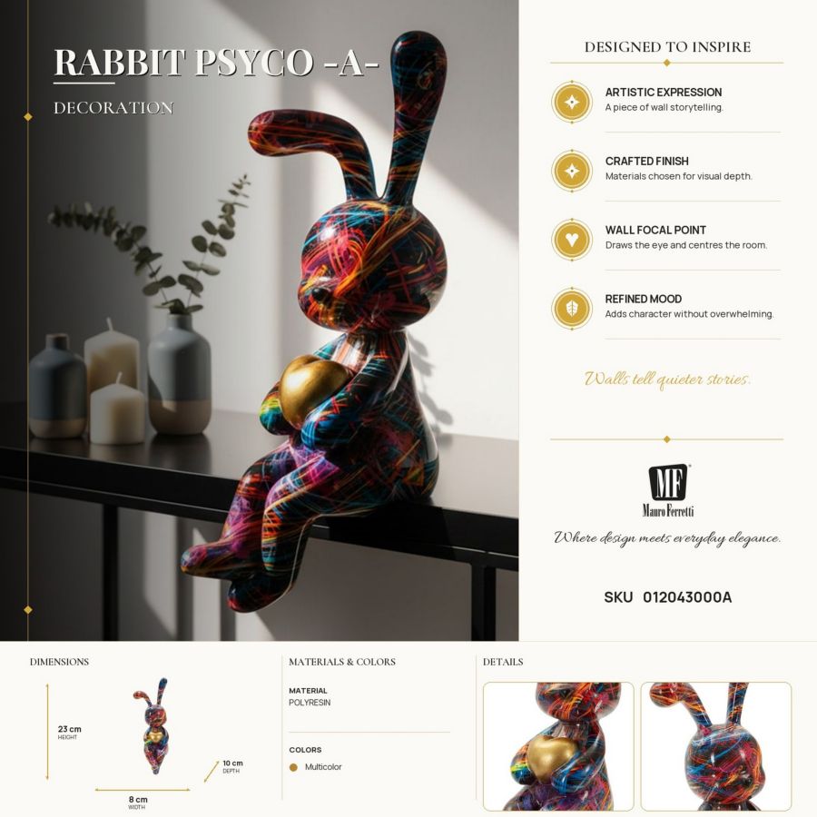 Decoratie Rabbit Psyco -a- 8×10×23 cm