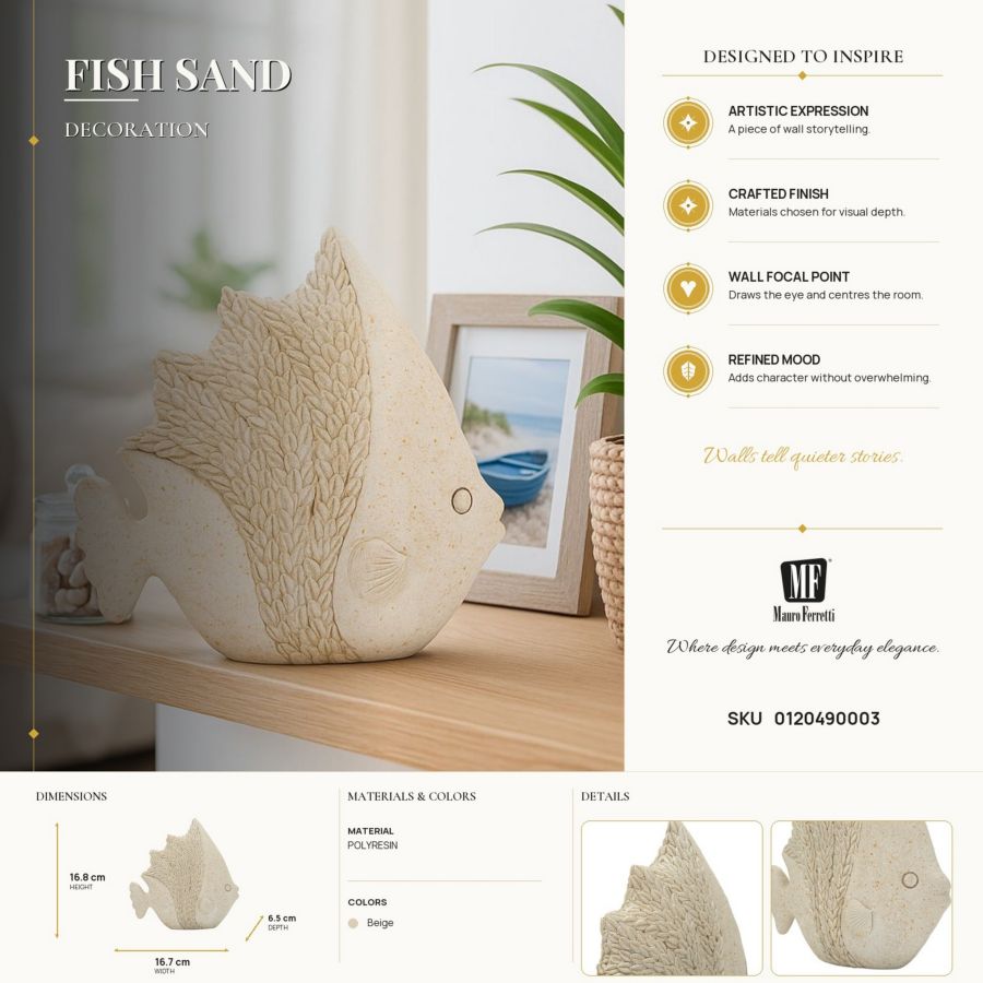 Decoratie Fish Sand 16,7×6,5×16,8 cm