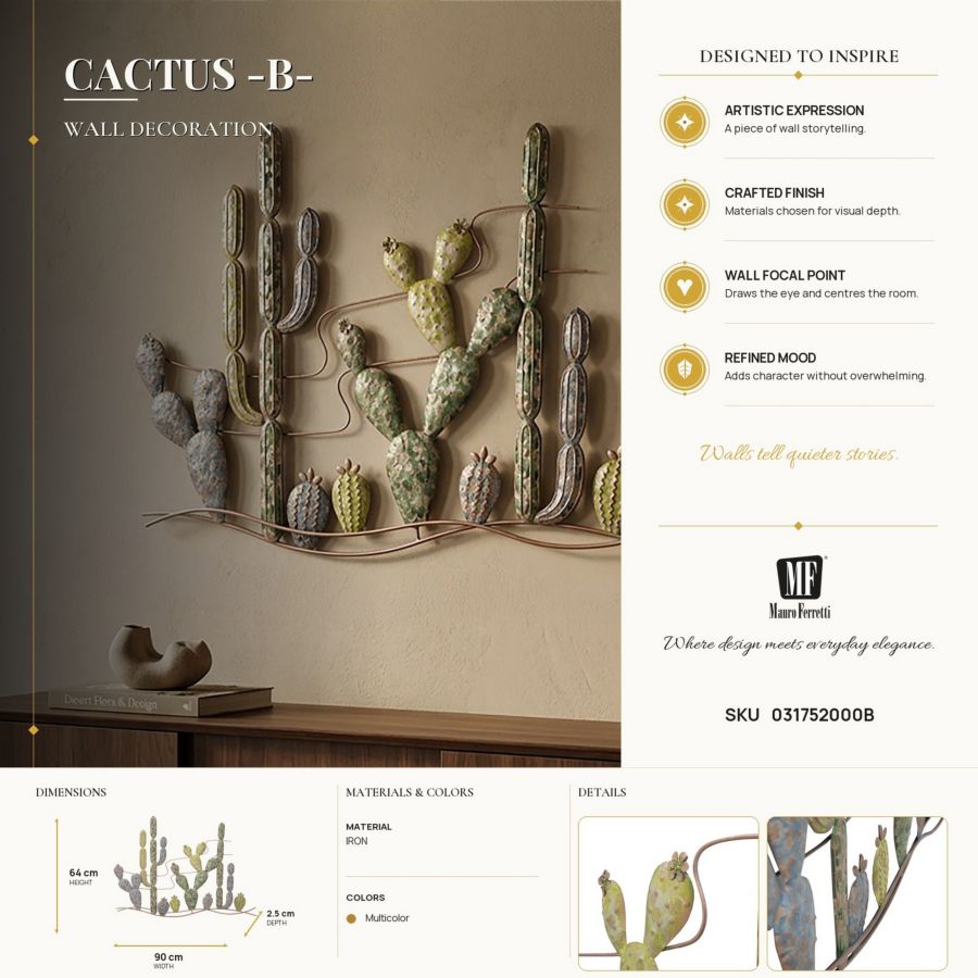 Wanddecoratie Cactus -b- 90×2,5×64 cm