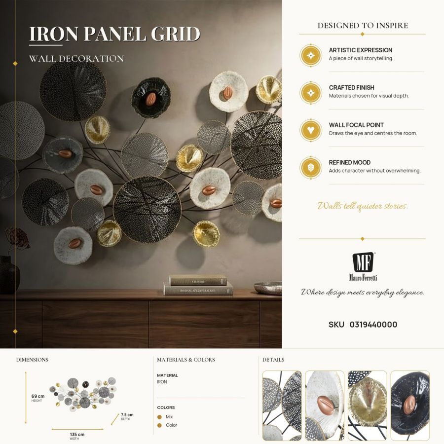 Wanddecoratie Grid 135×7,5×69 cm