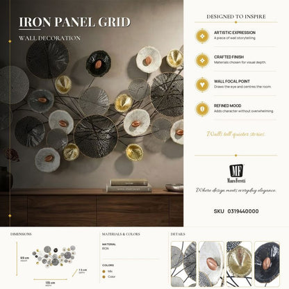 Wanddecoratie Grid 135×7,5×69 cm