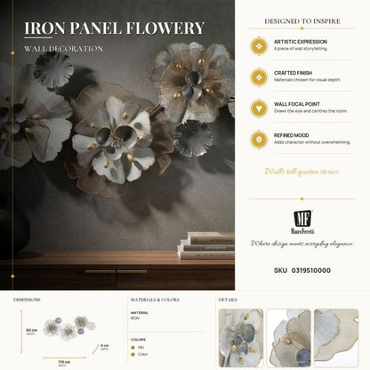 Wanddecoratie Flowery 119×8×60 cm