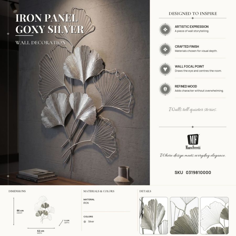 Wanddecoratie Goxy Silver 62×4×86 cm