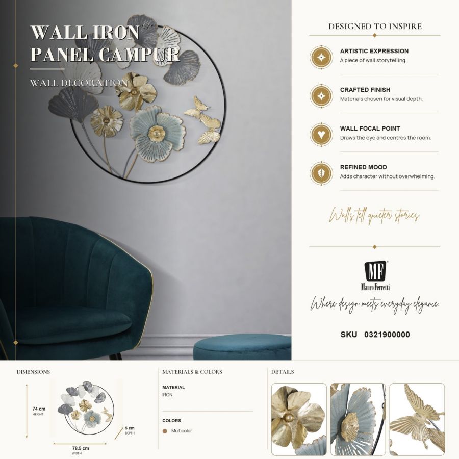 Wanddecoratie Campur Round 78,5×5×74 cm