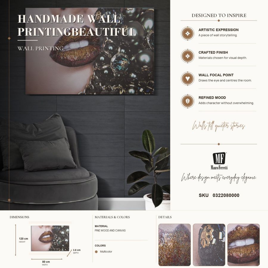 Wandprint Handmade Wall Printingbeautiful Lips 80×3,8×120 cm