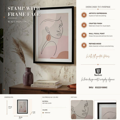 Wandkunst Stamp With Frame Face -c- 35×2×47 cm