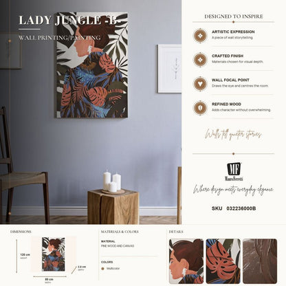 Schilderij Printing/painting Lady Jungle -b- 80×2,8×120 cm
