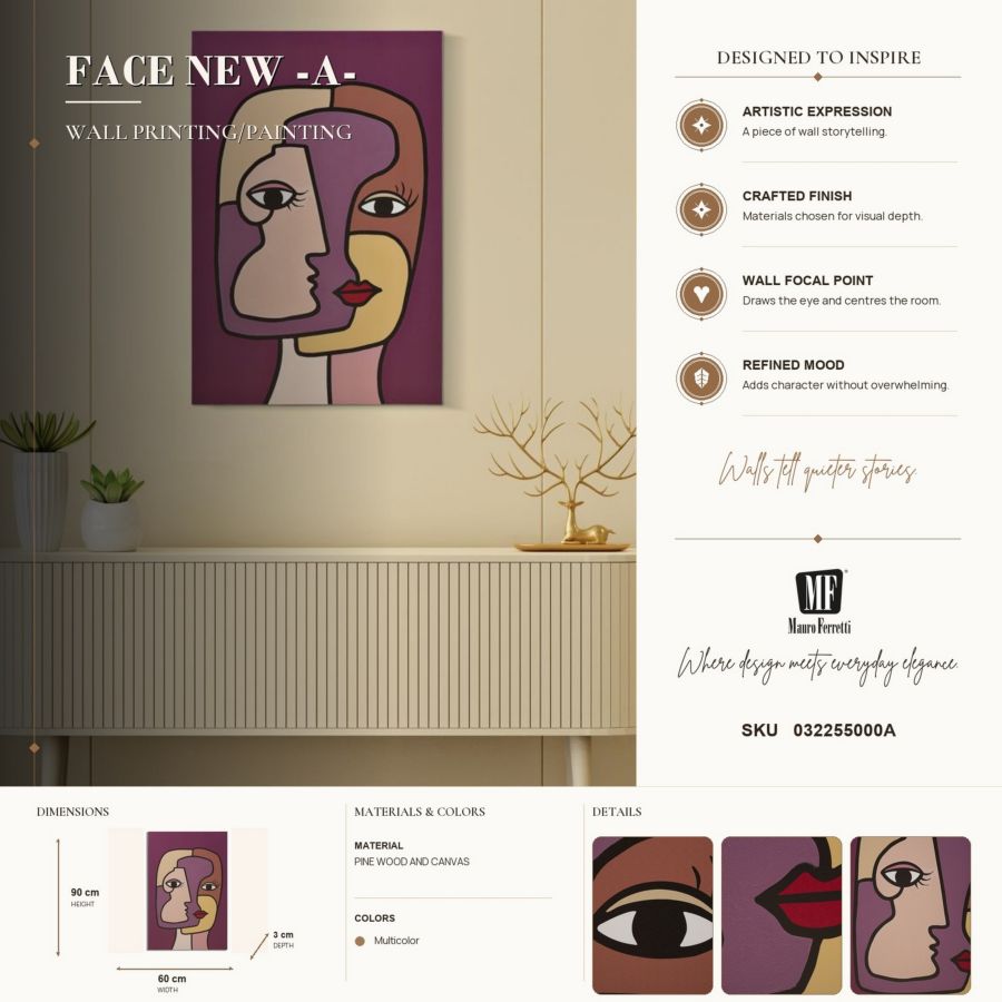Schilderij Printing/painting Face New -a- 60×3×90 cm