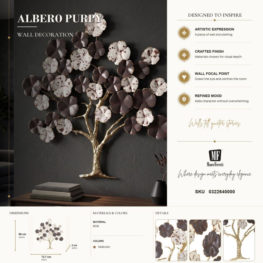 Wandpaneel Albero Purpy 73,7×5×80 cm