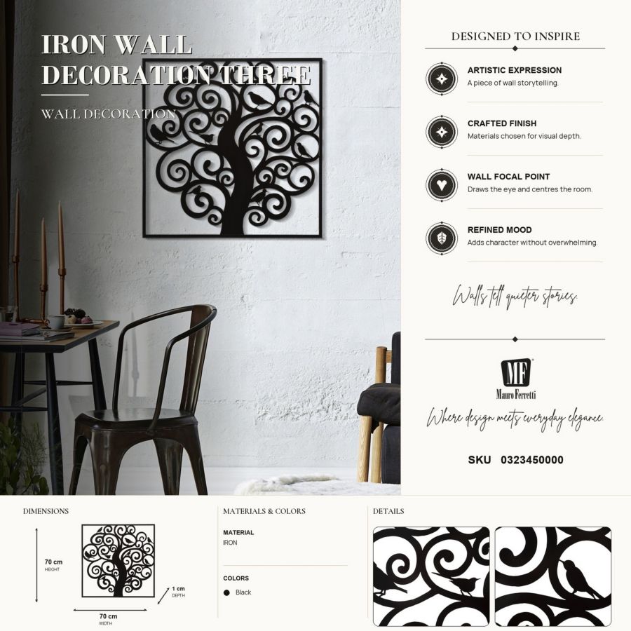 Wanddecoratie Three 70×1×70 cm