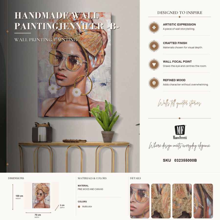 Schilderij Handmade Wall Paintingjennifer -b- 70×3×100 cm