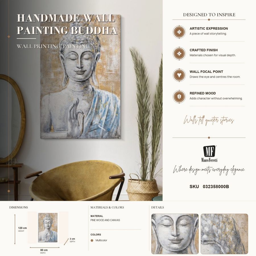 Schilderij Handmade Wall Painting Buddha Light -b- 80×3×120 cm