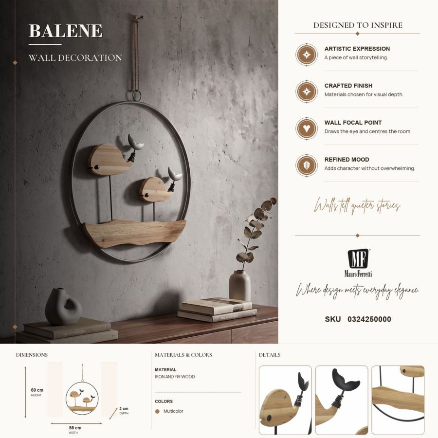 Wandpaneel Balene 56×2×60 cm