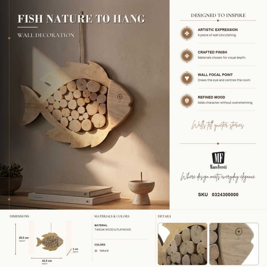 Wanddecoratie Fish Nature To Hang 42,5×2×28,5 cm