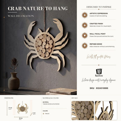 Wanddecoratie Crab Nature To Hang 35×2×31 cm