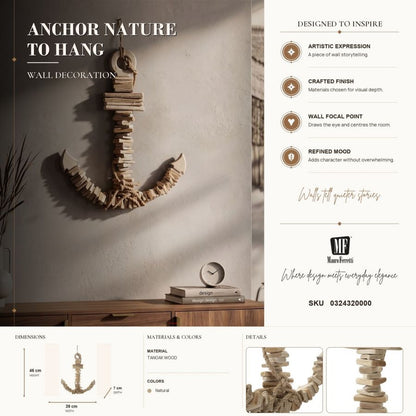 Wanddecoratie Anchor Nature To Hang 39×7×46 cm