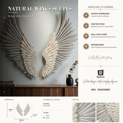 Wandpaneel Natural Wings Set 2 Pcs 43,8×2,5×104 cm