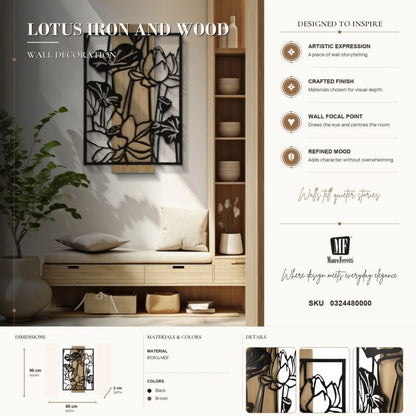 Wandpaneel Lotus Iron & Wood 60×2×90 cm