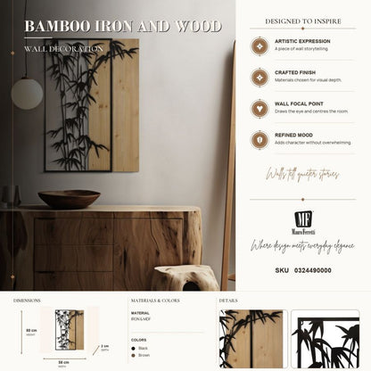 Wandpaneel Bamboo Iron & Wood 58×2×80 cm