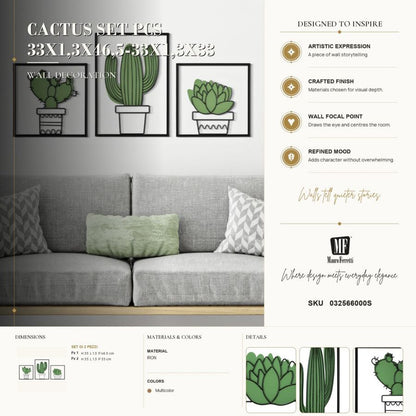 Wandpaneel Cactus Set 3 Pcs 33x1,3x46,5-33x1,3x33