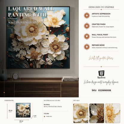 Schilderij Laquared Wall Panting With Frame Narcy -b- 82×4×82 cm
