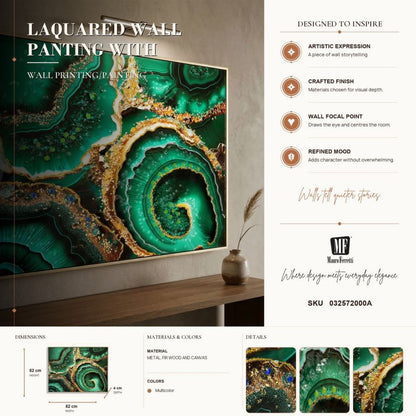 Schilderij Laquared Wall Panting With Frame Smeraldy -a- 82×4×62 cm