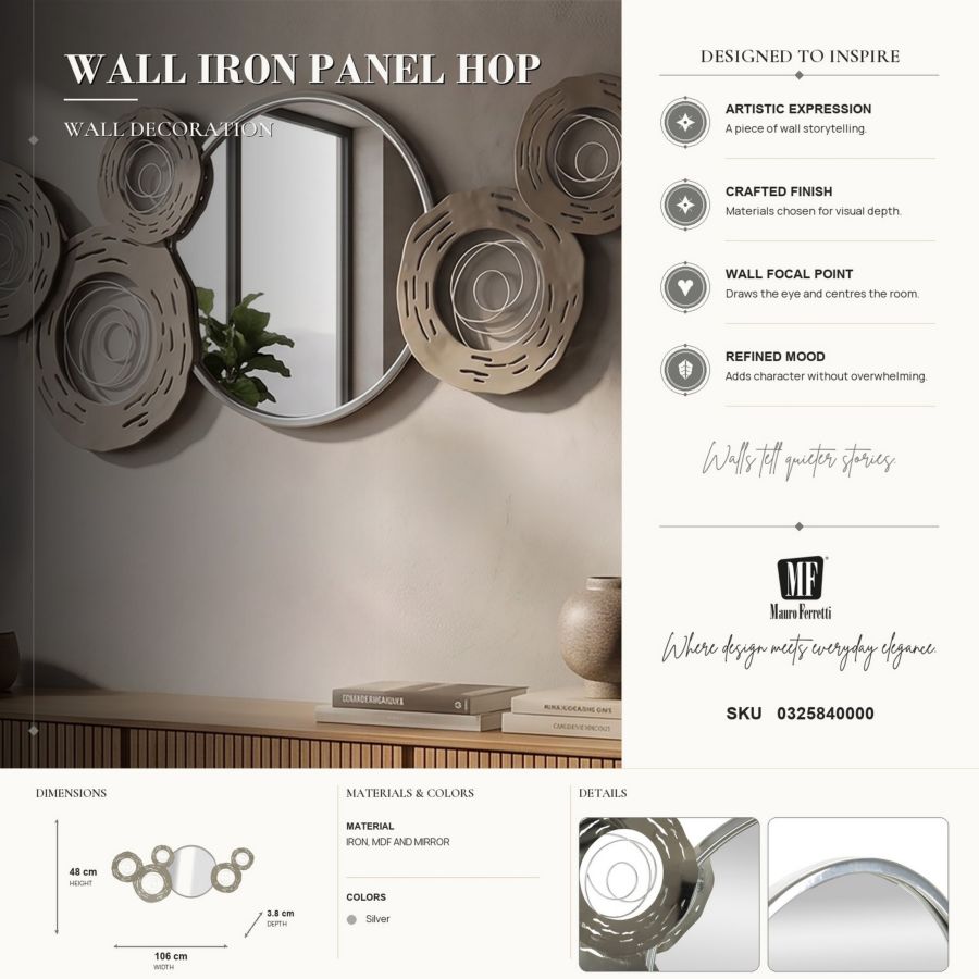 Wanddecoratie Hop With Mirror 106×3,8×48 cm