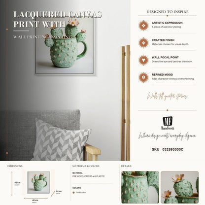 Schilderij Lacquered Canvas Print With Frame Cactus Jar -c- 40×2,8×40 cm