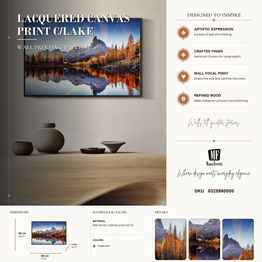 Schilderij Lacquered Canvas Print C/lake Frame 90×4×60 cm