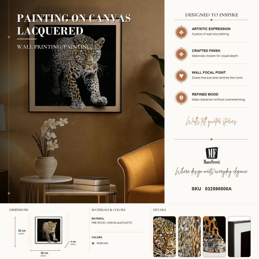 Schilderij On Canvas Lacquered Jaguar With Frame -a- 82×4×82 cm
