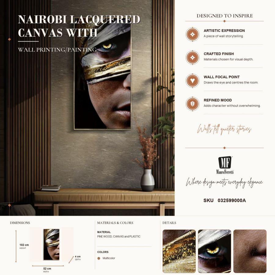 Schilderij Nairobi Lacquered Canvas With Frame -a- 52×4×102 cm