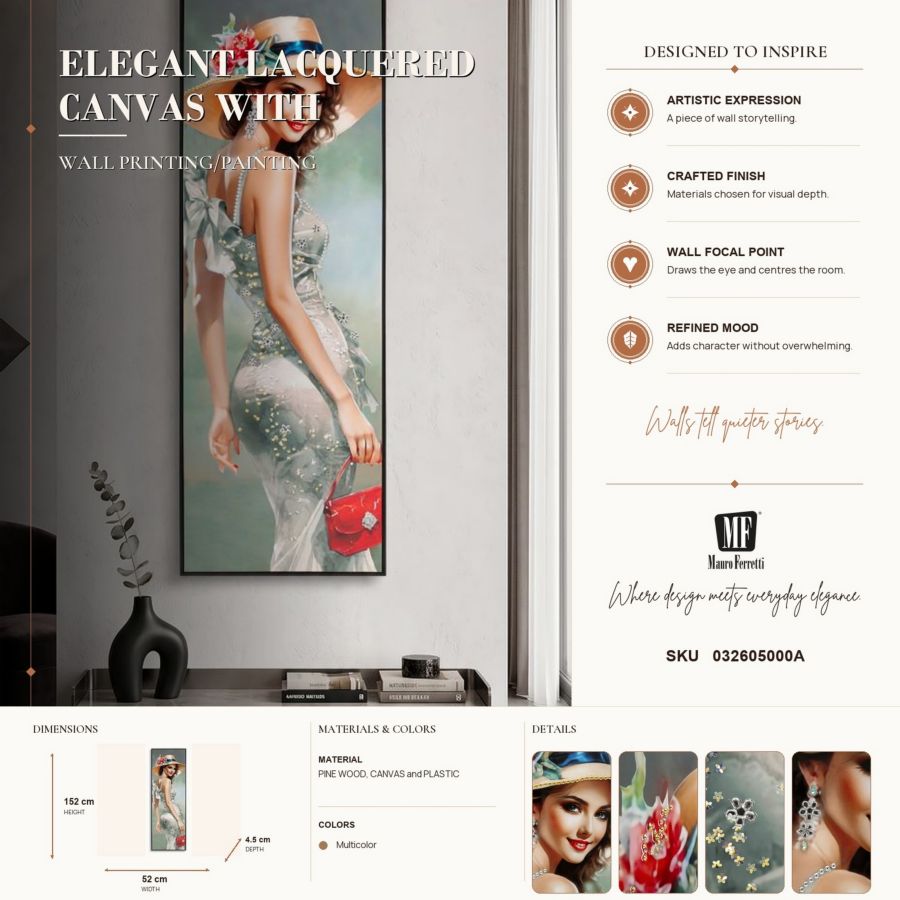 Schilderij Elegant Lacquered Canvas With Frame -h- 52×4,5×152 cm