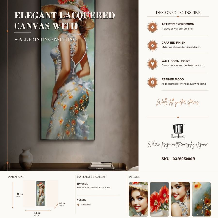 Schilderij Elegant Lacquered Canvas With Frame -b- 52×4,5×152 cm