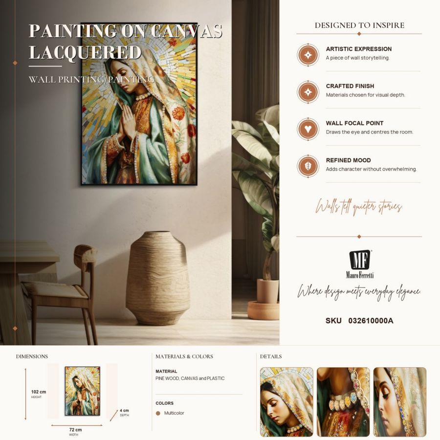 Schilderij On Canvas Lacquered Madonna -a- With Frame 72×4×102 cm