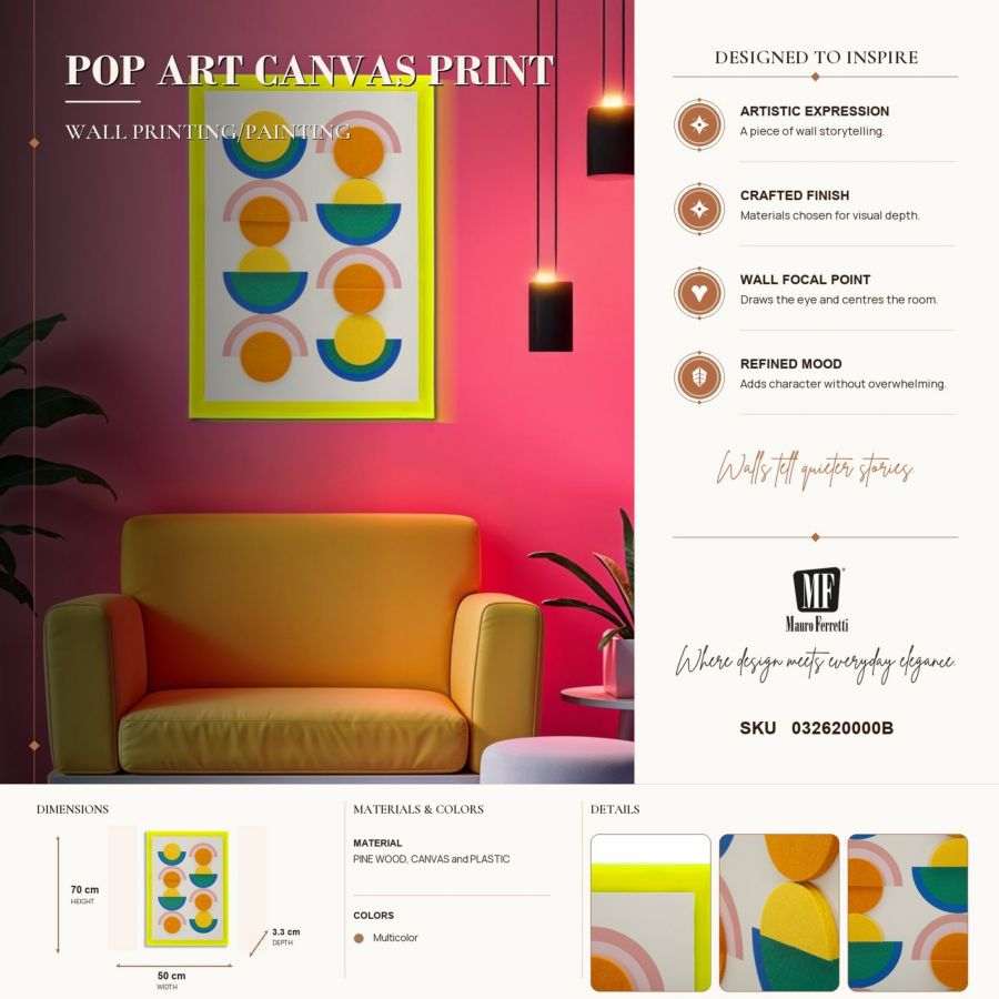 Schilderij Pop Art Canvas Print With Frame -w- 50×3,3×70 cm