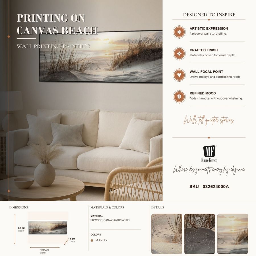 Schilderij On Canvas Beach Laquared With Frame -a- 152×4×52 cm