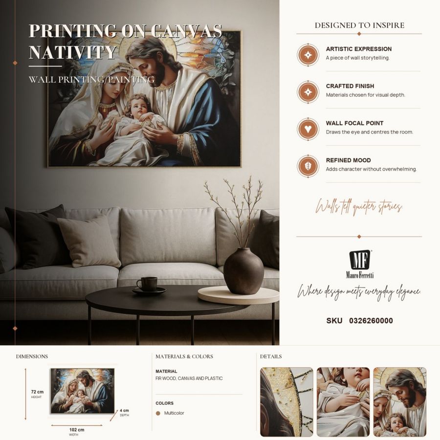 Schilderij On Canvas Nativity Laquared With Frame 102×4×72 cm