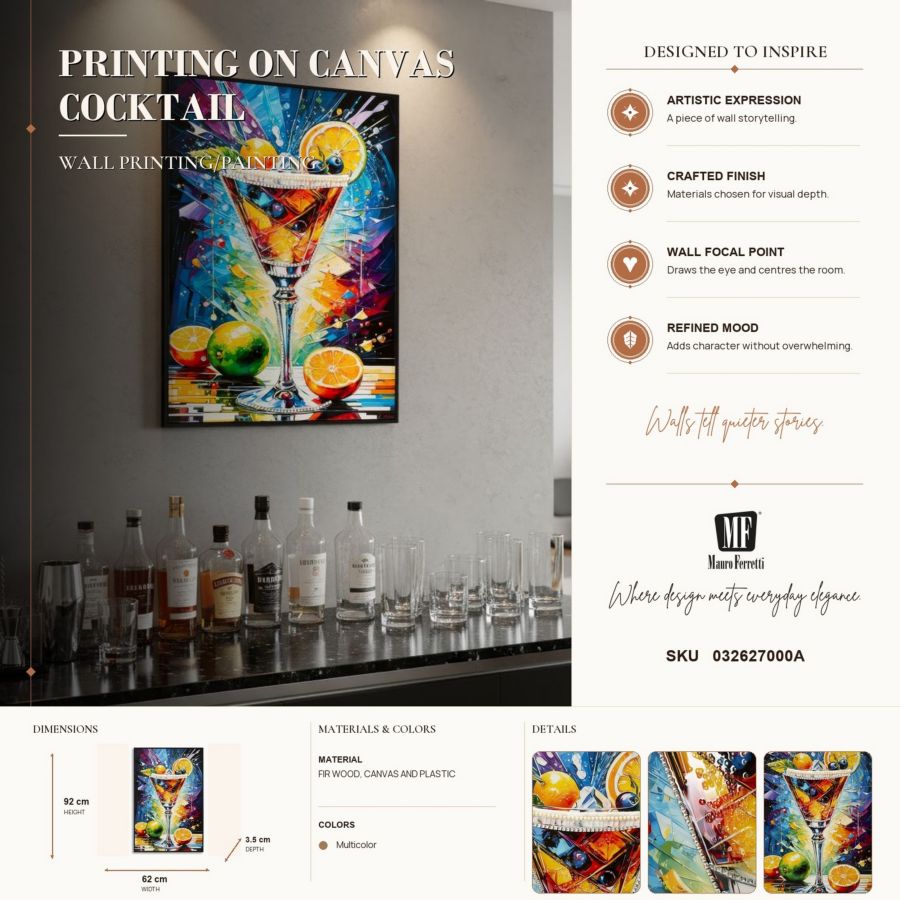Schilderij On Canvas Cocktail Laquared With Frame -a- 62×3,5×92 cm