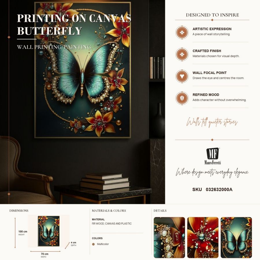 Schilderij On Canvas Butterfly Laquared With Frame-a- 70×4×100 cm