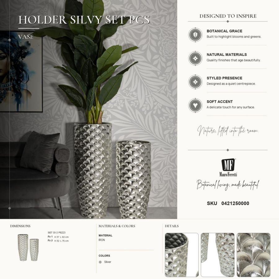 Vaashouder Silvy Set 2 Pcs Ø 37×92 cm