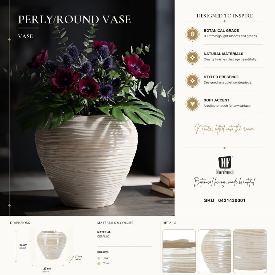 Vaas Perly Round Vase Ø 27×24 cm
