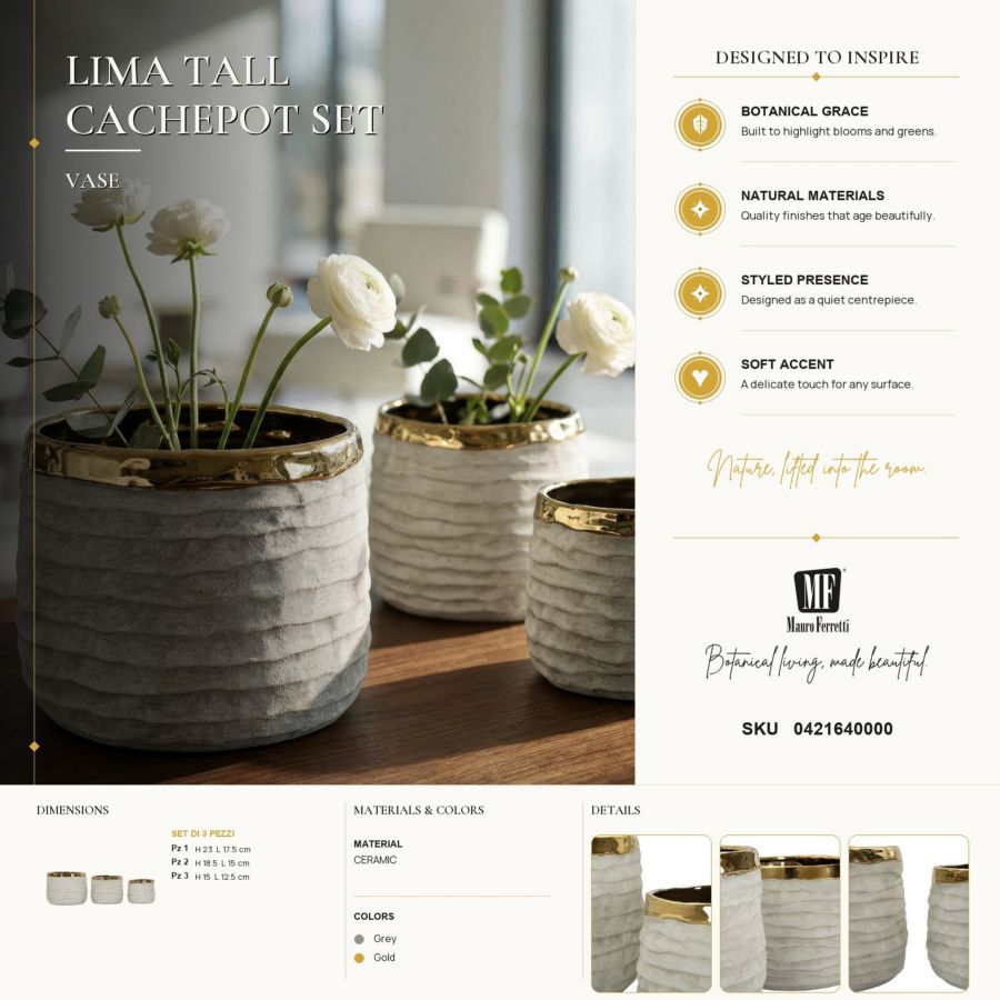 Vaas Lima Tall Cachepot Set 3 Pcs Ø 23×17,5 cm