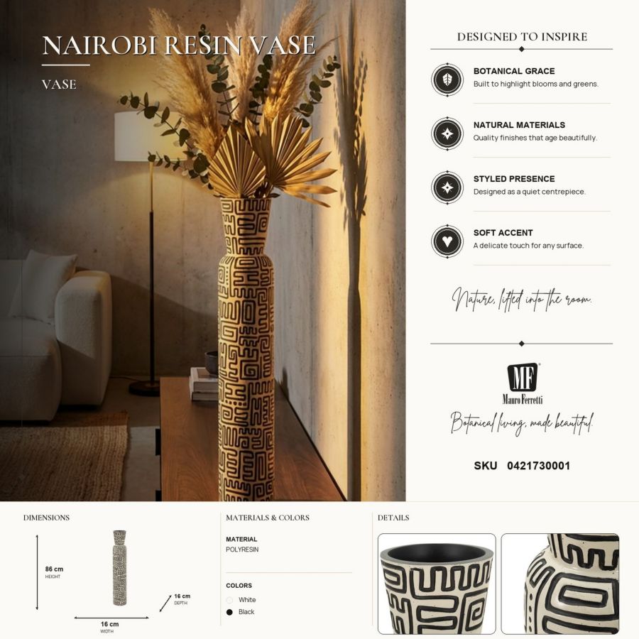 Vaas Nairobi Resin Vase Ø 16×86 cm