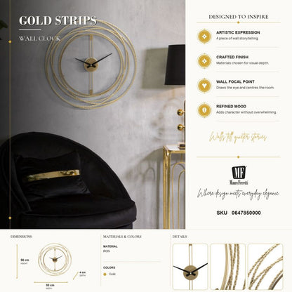 Wandklok Gold Strips Ø 50×4 cm