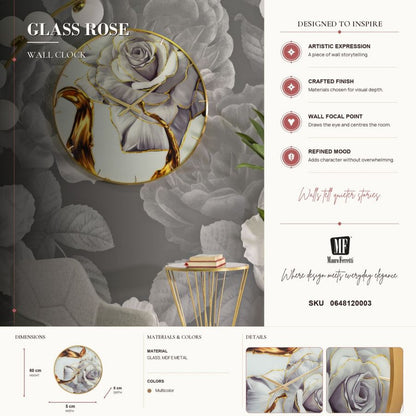 Wandklok Glass Rose Ø 60×5 cm