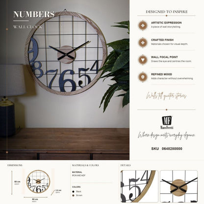 Wandklok Numbers Ø 60×2,5 cm